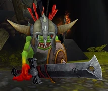 Grrvrgull the Conqueror, a murloc wearing plundered vrykul equipment