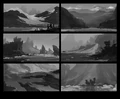Mountain and terrain shapes.