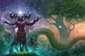 Cenarius standing alongside Rhonin and Broxigar Saurfang. Art by Amin Talebi.