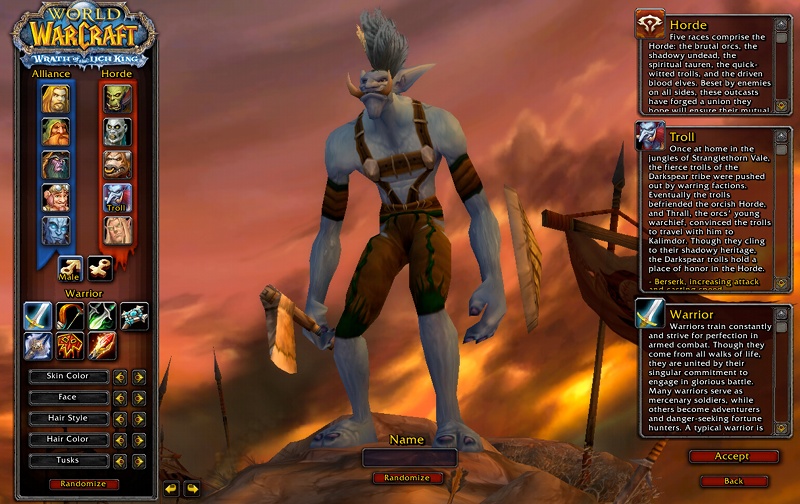 world of warcraft character creation