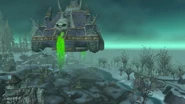 Naxxramas over the Alliance settlement in the Dragonblight.