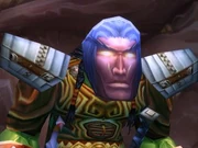 An orc wearing a night elf mask.