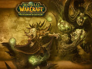 Loading screen of Outland showing Illidan with the skull.