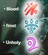 The three different (now obsolete) rune types as revealed at BlizzCon 2007.