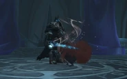 Sylvanas fighting against the Lich King in the Halls of Reflection.