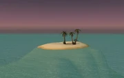 A small island near the shore.