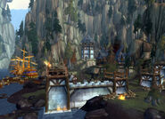 The dock at Valgarde, where Alliance players arrive when taking the boat from Menethil Harbor.