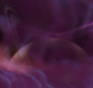 One of the spheres of the Twisting Nether around Outland.