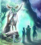 Cenarius instructs Malfurion, Tyrande, and Illidan.