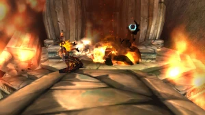 Hamuul badly burned by Leyara.