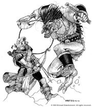 An elven  and a forest troll .