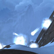 Looking down at the source of the Seeker's Folly avalanche and the Peak of Serenity