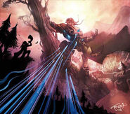 Archimonde being assaulted by an army of Wisps summoned by Malfurion Stormrage