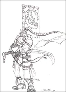 Warcraft III concept art of a blademaster.