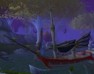 A single blood elven destroyer lies in the wreckage of the old high elven destroyers.