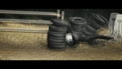 Tire falling through the ground