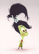 An early, green-skinned concept of Vanellope by Lorelay Bove.