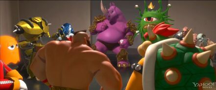 Bowser and the others listening to Zangief's story