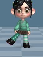 Vanellope holds her skirt.