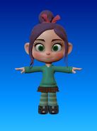 An early T-pose model of Vanellope by Chad Stubblefield.