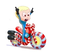 Another possible version of Rancis that depicts him riding a candy cane-themed motorcycle