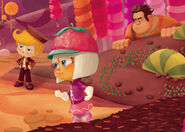 Taffyta and Rancis teasing Vanellope in the Big Golden Book.