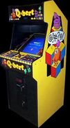 The arcade cabinet of Q*bert's original game.