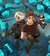 Calhoun and Brad in the "Hero's Duty" ipad comic.