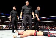 Dean Ambrose, Roman Reigns and Seth Rollins attacked Tyson Kidd