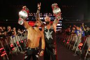 Karl Anderson and Luke Gallows winning the Tag Team Champion