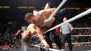 The Miz clothesline out the ring by Sami Zayn