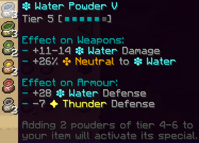 Water powder tooltip