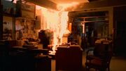 X-Files Office on fire