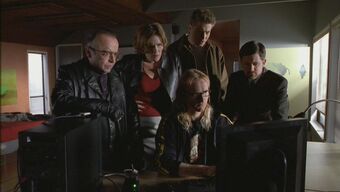 The Lone Gunmen and Carol Strode discover her brother was a blackmailer