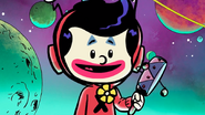 Xavier as a magical alien clown