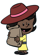 Zora with a bag of sugar