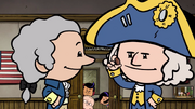 George Washington's cameo (notice Yadina's awestruck face)