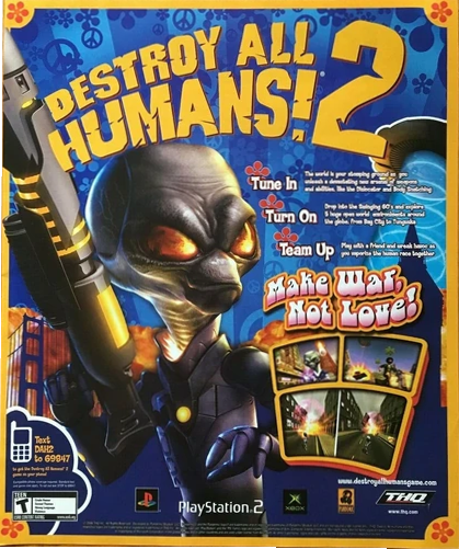 PS2 GAMES DESTROY ALL HUMANS PROMO!FULL GAME!!!