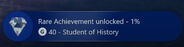 Blue version of the rare achievement.