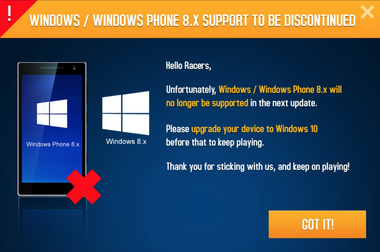 Windows 8.X discontinued
