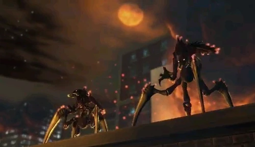 Chryssalids appear on a rooftop.
