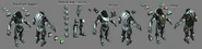 Artwork showing the Titan Armor variations based on weapon technology and soldier class.