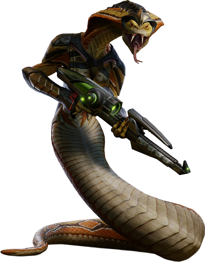 a female snake with gun