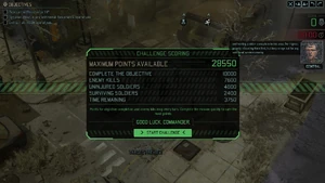 Challenge Mode missions began by previewing the maximum available points.