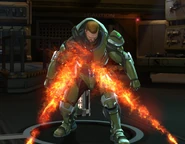 A soldier demonstrates Titan Armor's superior environmental protection.