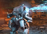 A MEC-3 firing a Particle Cannon