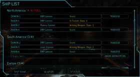 XComEU Hangar interceptor ship list interface