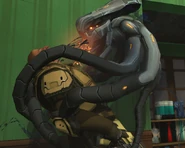 A Seeker strangles a soldier.