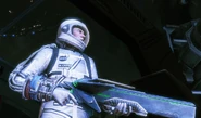 Agent William Carter with a Plasma Assault Cannon.