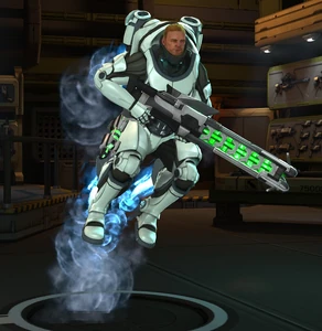 A soldier testing out his new Archangel Armor.